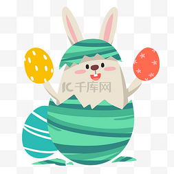 纹理蛋图片_复活节拿彩蛋兔子