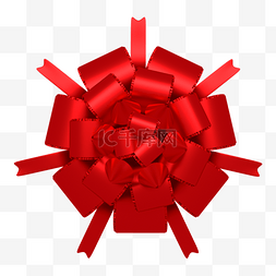 3d红色节日装饰丝带花