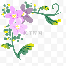 植物手绘藤蔓图片_紫色小花藤蔓插画