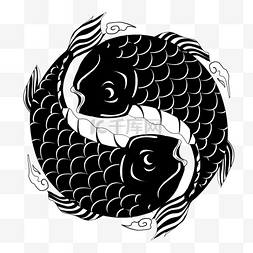 纹身黑色图片_黑色的鱼纹身插画