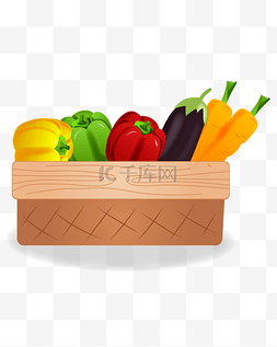 青椒茄子图片_一篮筐蔬菜