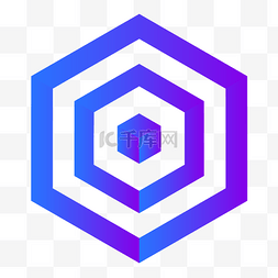 紫色渐变扁平图片_紫色渐变扁平化不规则形状立方体