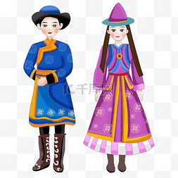 舞蹈女孩卡通图片_蒙古族人物