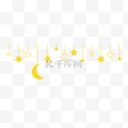月亮图片_七夕节金色星星月亮边框