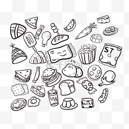 粽子背景素材图片_卡通食物黑白线稿