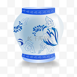 罐子图片图片_蓝色青花瓷罐子
