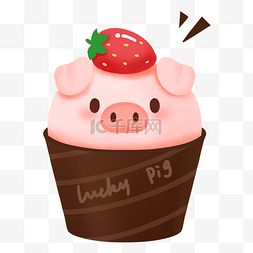 仿真草莓素材图片_猪猪杯子蛋糕