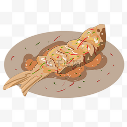 苏式熏鱼肉图片_小吃鱼肉卡通美食