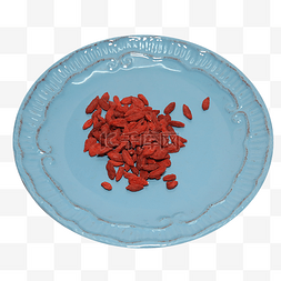蓝色餐盘红色枸杞