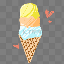 立体心卡通图片_卡通彩色冰淇淋插图