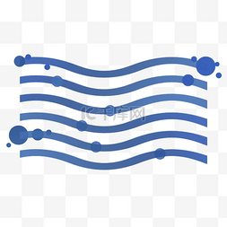 平面几何蓝色圆形波浪线条组合