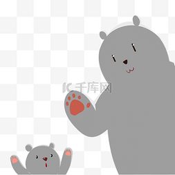 灰色小熊可爱插画