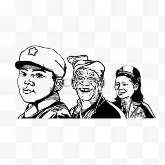 五一素描图片素材_可爱劳动人民