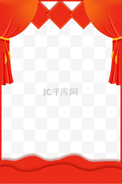 春节红色对联图片_红色喜庆窗帘边框
