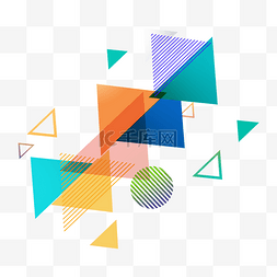 彩色几何底图图片_三角形孟菲斯风格漂浮装饰