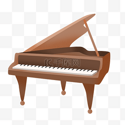 弹钢琴插画图片_一架红木钢琴插画