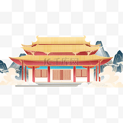 中国风插画建筑图片_中国风房屋建筑
