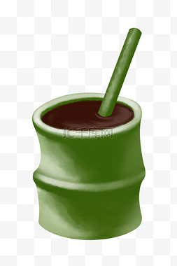 绿色杯子饮料插画