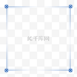 蓝色简约海报边框图片_蓝色中国风花纹海报边框