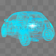 汽车科技智能魔幻数据光点状线后面蓝色轿车