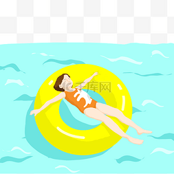 黄色水纹图片_漂浮在水上泳圈