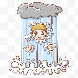 淋雨图片_狂风暴雨淋雨男孩