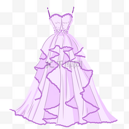新娘紫色吊带婚纱
