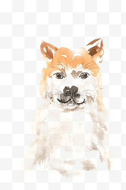 手绘写实宠物图片_水彩动物黄色的小狗
