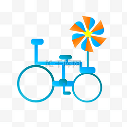 自行车和风车插画