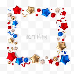 蓝色质感丝带图片_圣诞节五角星方框背景