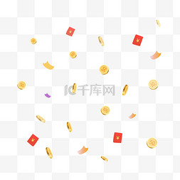 红包促销金币装饰图片_漂浮电商红包金币