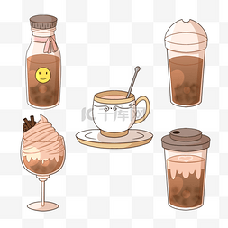 可爱卡通风格冰咖啡