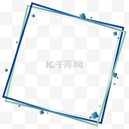 蓝绿色渐变漂浮几何图形简约边框