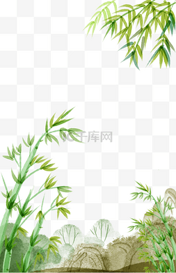 中国水彩风景图片_中国风水彩竹边框