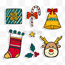 麋鹿铃铛袜子圣诞季贴纸