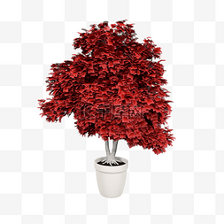 立体创意红色植物树C4D插图