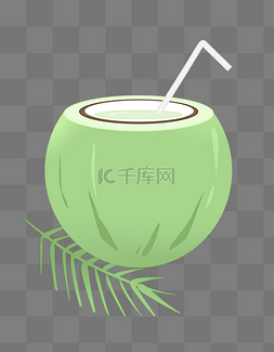 天然果汁椰子汁插画