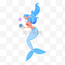 童话美人鱼图片_海中蓝色美人鱼元素