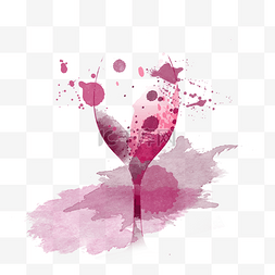 水彩水花图片_高脚杯创意红酒水彩元素