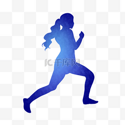 跑步运动女孩剪影