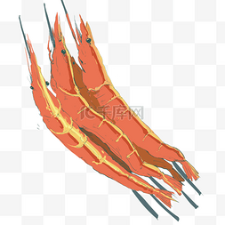 烧烤串串虾美食插画
