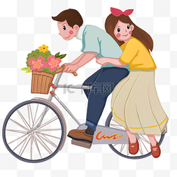 郊游的孩子图片_春游踏青骑自行车插画