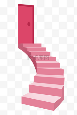 阶梯插画图片_粉色台阶卡通插画阶梯