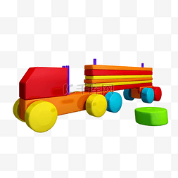 立体积木玩具车png图