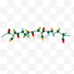 圣诞灯饰图片_弯曲线红绿黄蓝可爱手绘风格圣诞