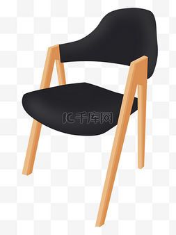 黑色简约椅子图片_黑色木质椅子插画