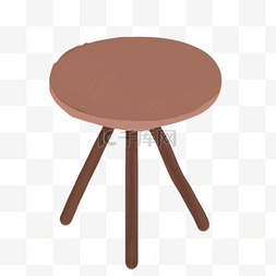 手绘卡通木质圆形桌子免扣元素