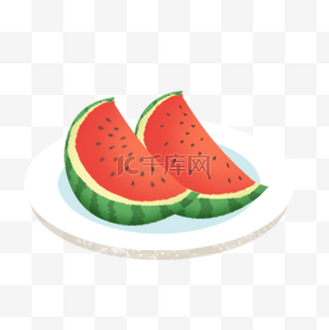 一盘水果卡通图片素材_一盘西瓜