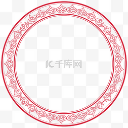 中国传统圆形花纹图片_红色中式元素环形花纹