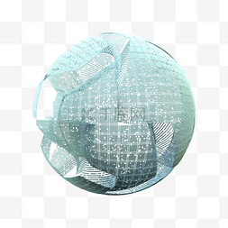 渲染球体图片_青色的棱角几何球体